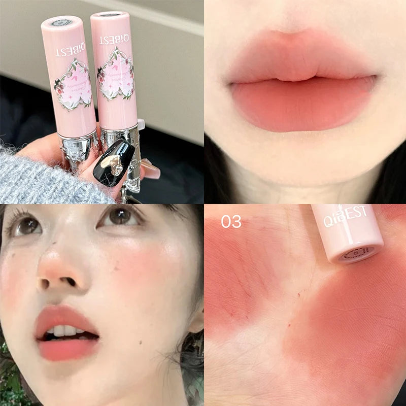Qibest 4 Colors Velvet Lip Mud Matte Finish, Skin-Tone Enhancing Lip Tint, Versatile Nude Makeup, Budget-Friendly for Students Qme