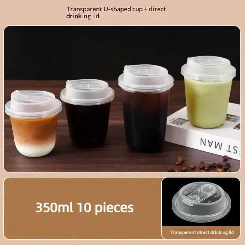 U-shaped Disposable Cups Transparent Coffee Lids Drink Milk Tea Qme A8