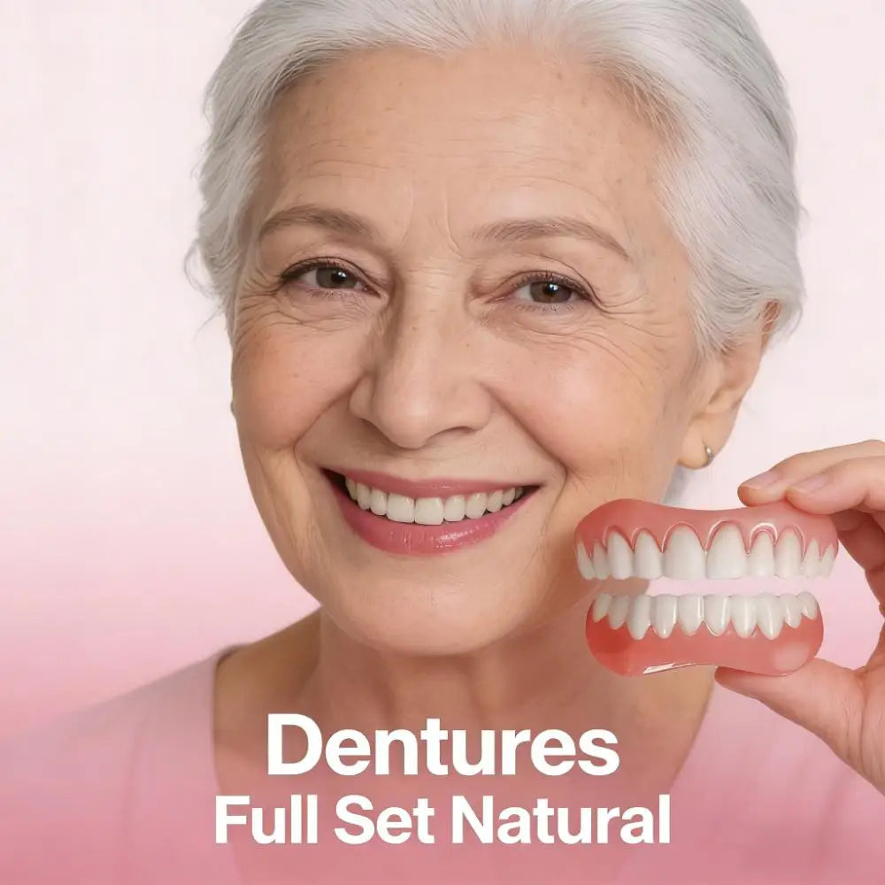Oralhoe Dentures False Teeth Natural Color Temporary Tooth Caps for Broken Teeth Cover Silicone Teeth Denture DIY Denture Kit Qme