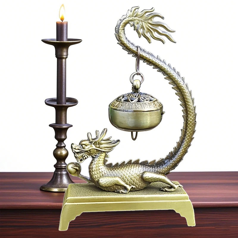 Dragon Incense Holder Lucky Feng Shui Chinese Retro Burner Qme
