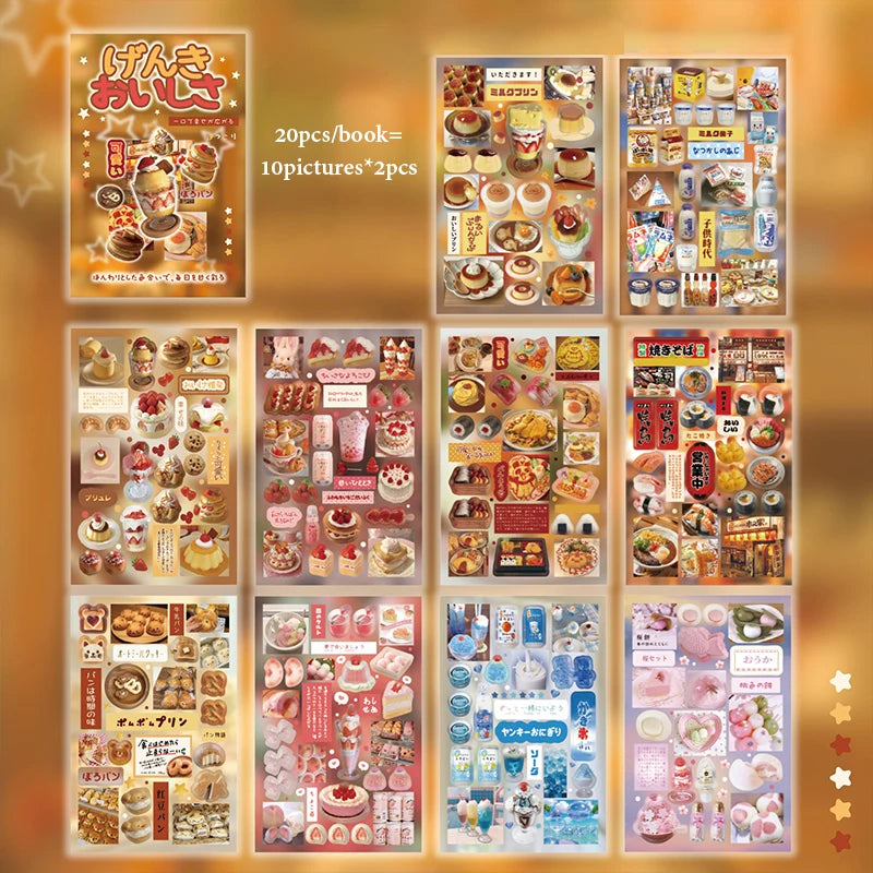Japanese Style Dessert Food Sticker Book, Great for Collage & Scene Creation, Food Journal Recording, Essential for Craft Lovers Qme A
