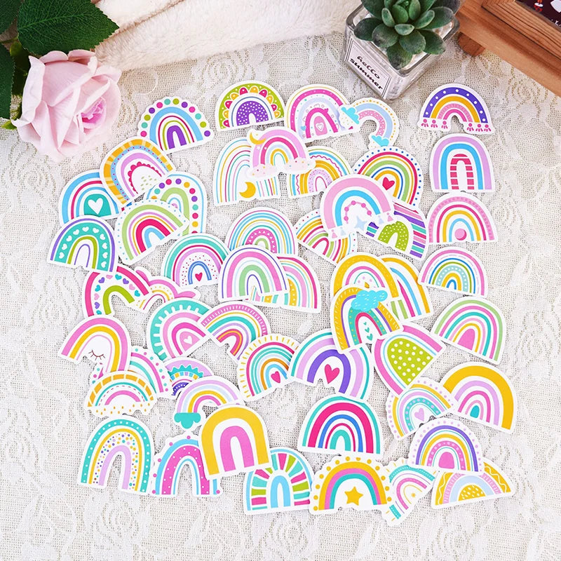 A set of rainbow stickers, birthday party cartoon graffiti stickers, water cup stickers Qme