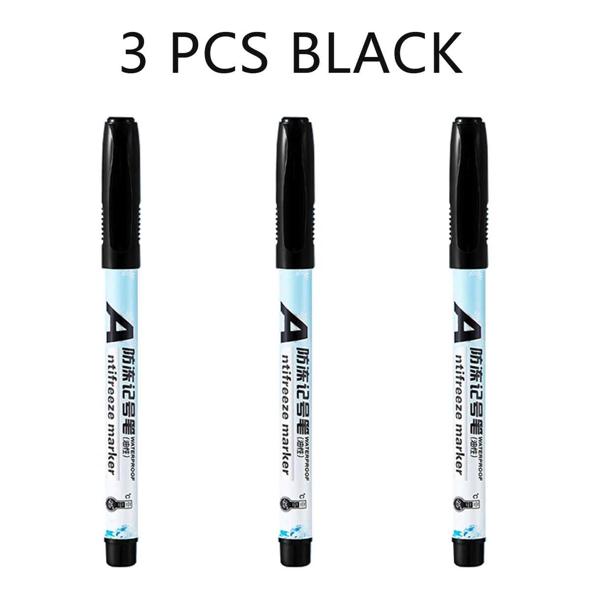Antifreeze Oily Marker Pens - Quick Dry Waterproof Markers Non-toxic for Plastic,Wood, Rocks, Metal, Canvas, Art Supplies Qme 3 Pcs Black