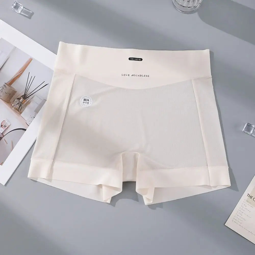 Fashion Thin Ice Silk Panties Large Size Cotton Crotch Women's Briefs Underpants Simple Anti-Glare Shorts Summer Qme