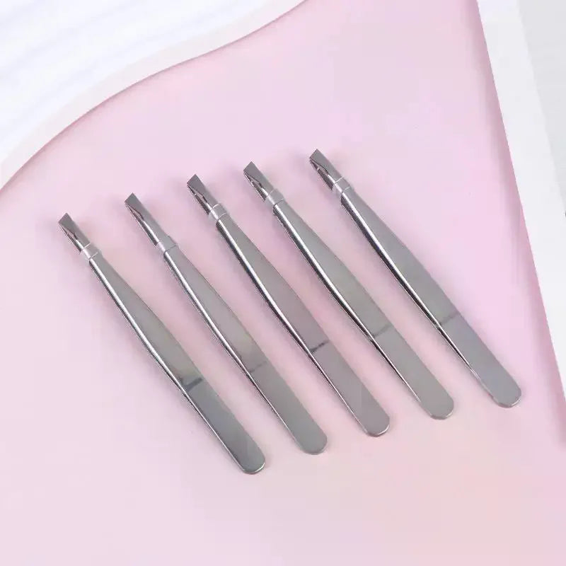 5 Stainless Steel Tweezers Eyebrows Beard Multi-functional Tool Qme