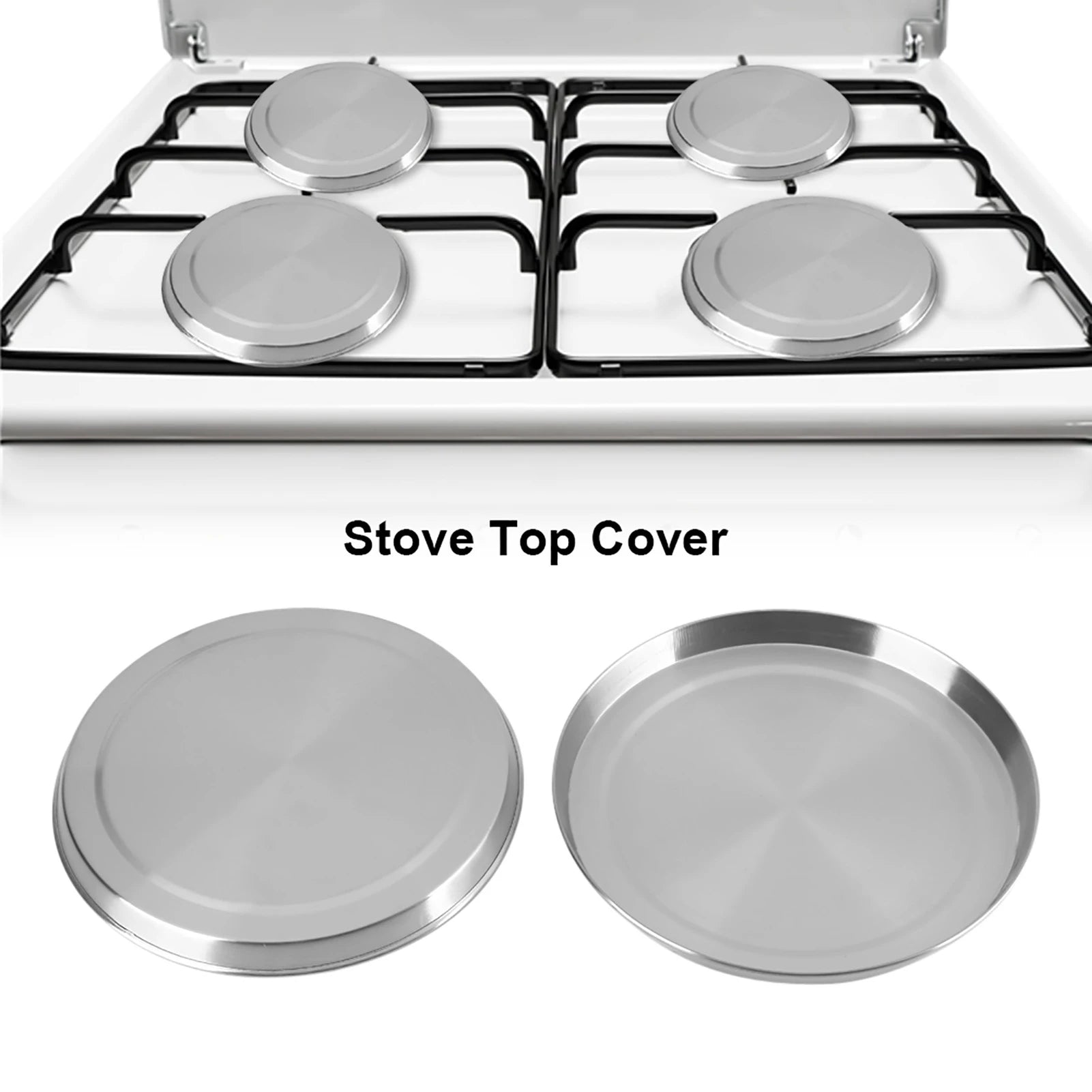4PCS Stove Burner Covers Stainless Steel Gas Cooker Protector Caps Kitchen Top Burner Protection Cover Reusable Qme