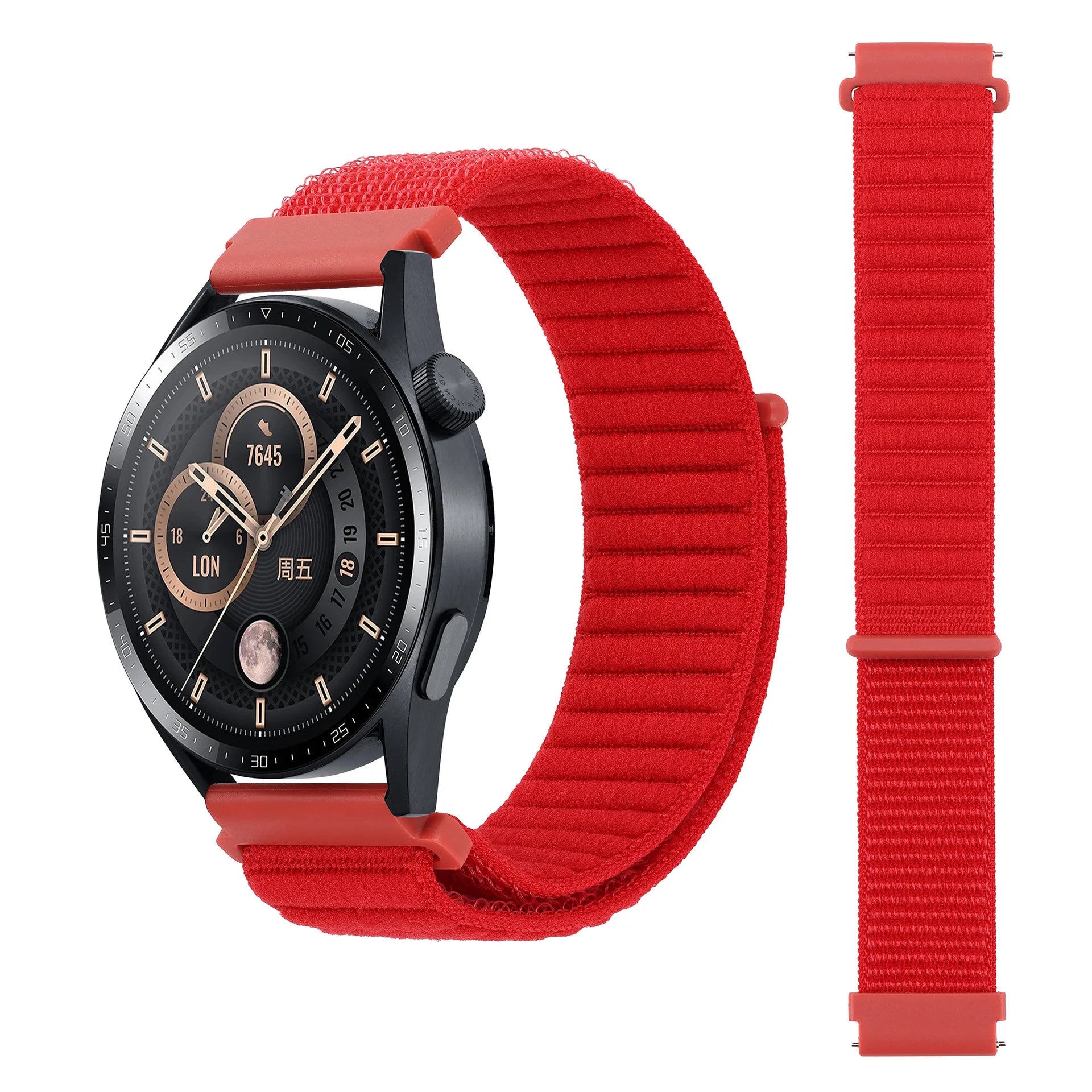 A The new Velcro breathable Unisex Replacement unisex nylon strap For Samsung Garmin and Huawei watches Qme China Red 22mm