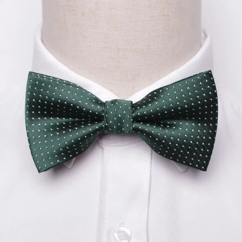 Classic Black Men Bow Ties Fashion Polyester Bowtie Woven Dot Checked