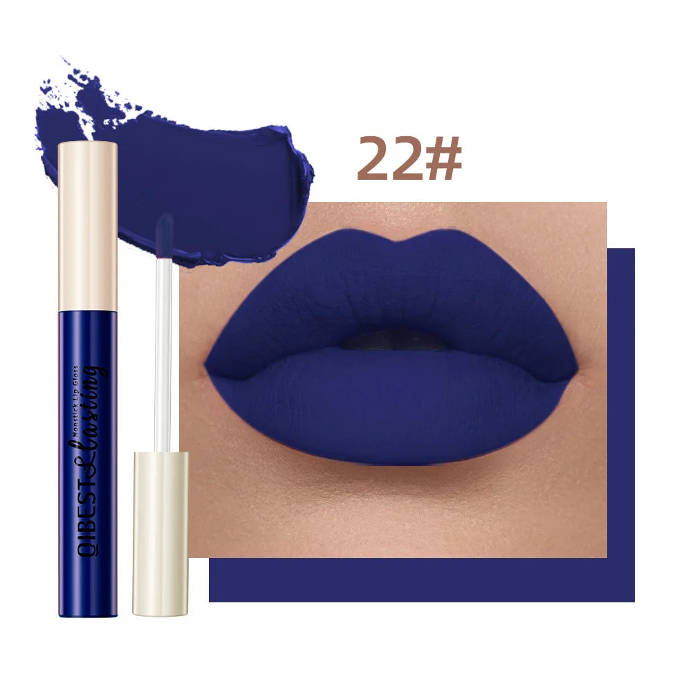 Nude Matte Lip Gloss 24 Colors Long-lasting Velvet Lipstick Waterproof Non-stick Cup Sexy Red Dark Lip Tint Makeup Cosmetic Qme 22