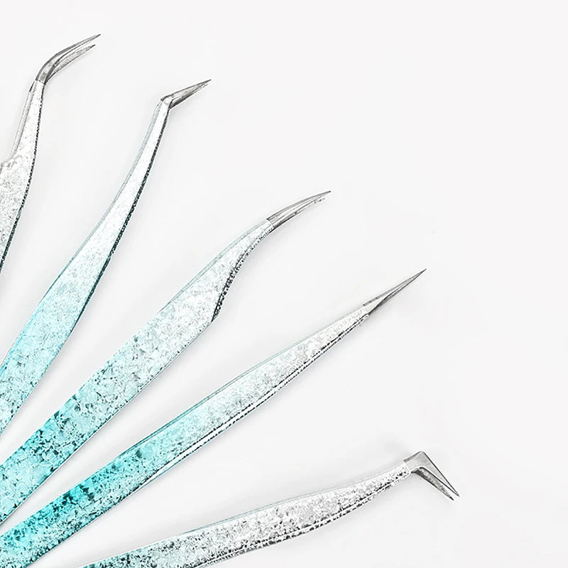 Eyelash Tweezers Ice Flower Anti-static 3D Accurate Eyebrow Grafting Qme