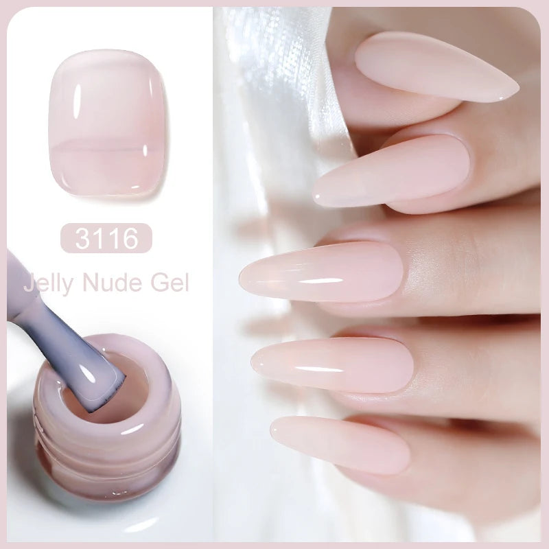 Nailco Jelly Gel Nail Polish Transparent Varnishes 44 Colors Red Pink