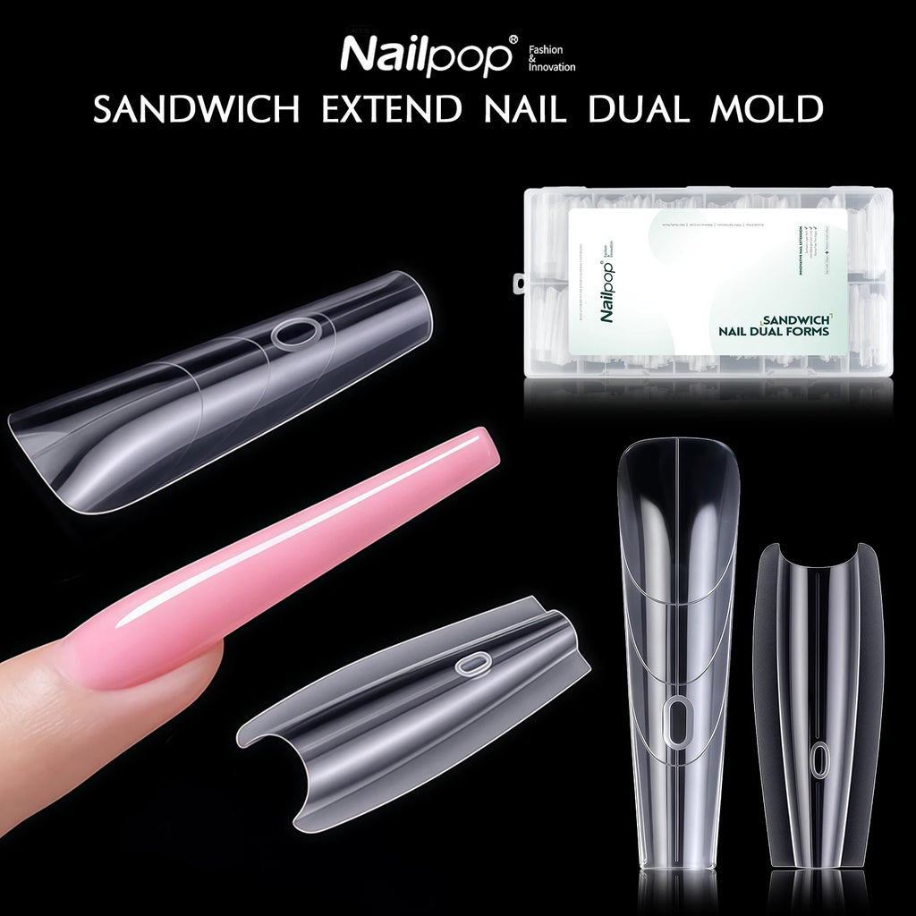 Nailpop Sandwich Nail Dual Forms 15 Shapes French Manicure Extension Qme