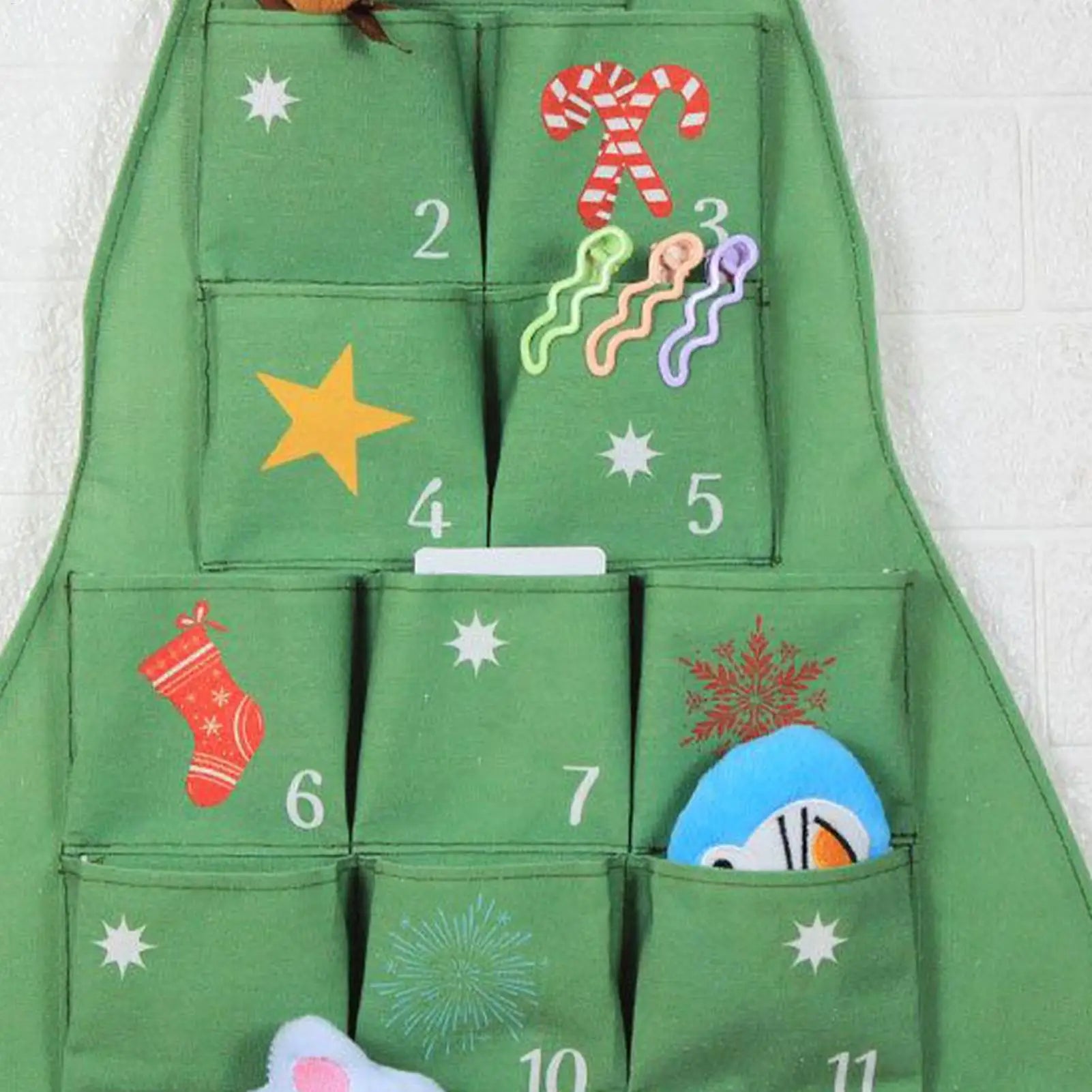 Reusable Fabric Advent Christmas Tree Shape Organizer 24 Days Cloth Qme