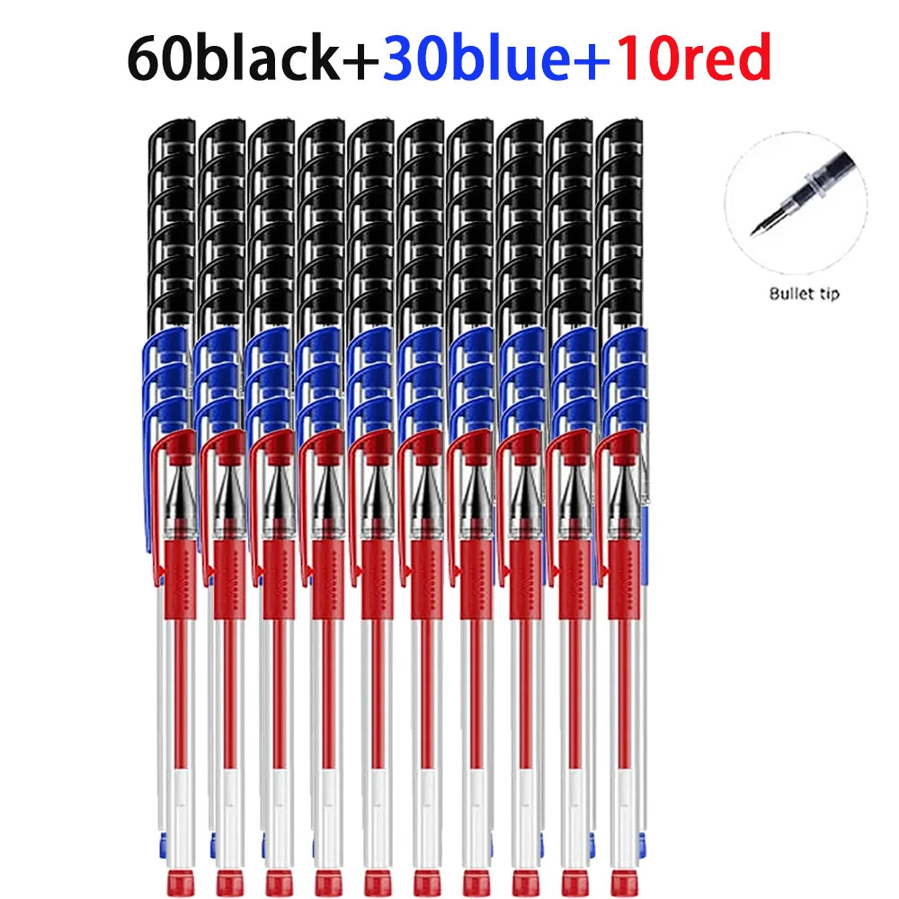 20-100Pcs Minimalist Gel Rollerball Pens Multi-purpose Smooth Writing Ballpoint Pen Office Student Daily Stationery Supplies Qme 60black 30blue 10red