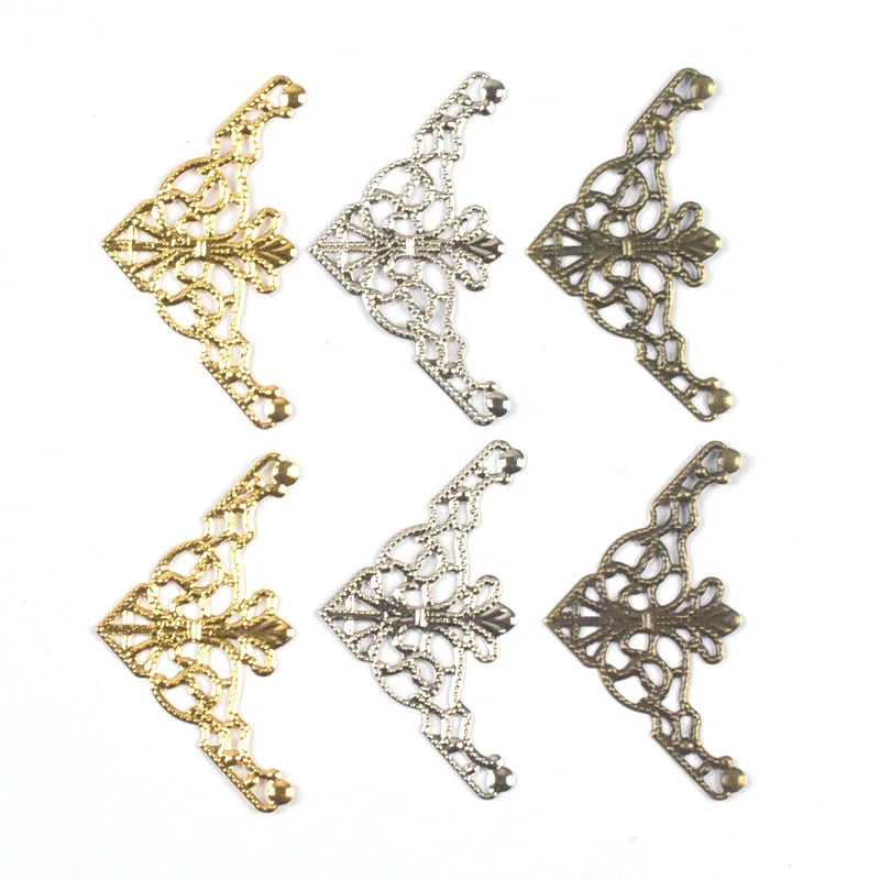 20Pcs 3 Color Antique Corner Protector Filigree Wraps Metal Crafts Box Connectors For Jewelry Findings Scrapbook DIY Home Decor Qme