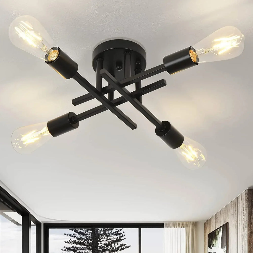 Modern LED Ceiling Lamp Aluminum Black/White Flower Light For Bedroom Living Room Study Hotel Home Lighting Luminaires Qme