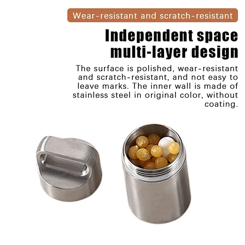 Portable Waterproof Metal Capsule Box Mini Medicine Holder Stainless Qme
