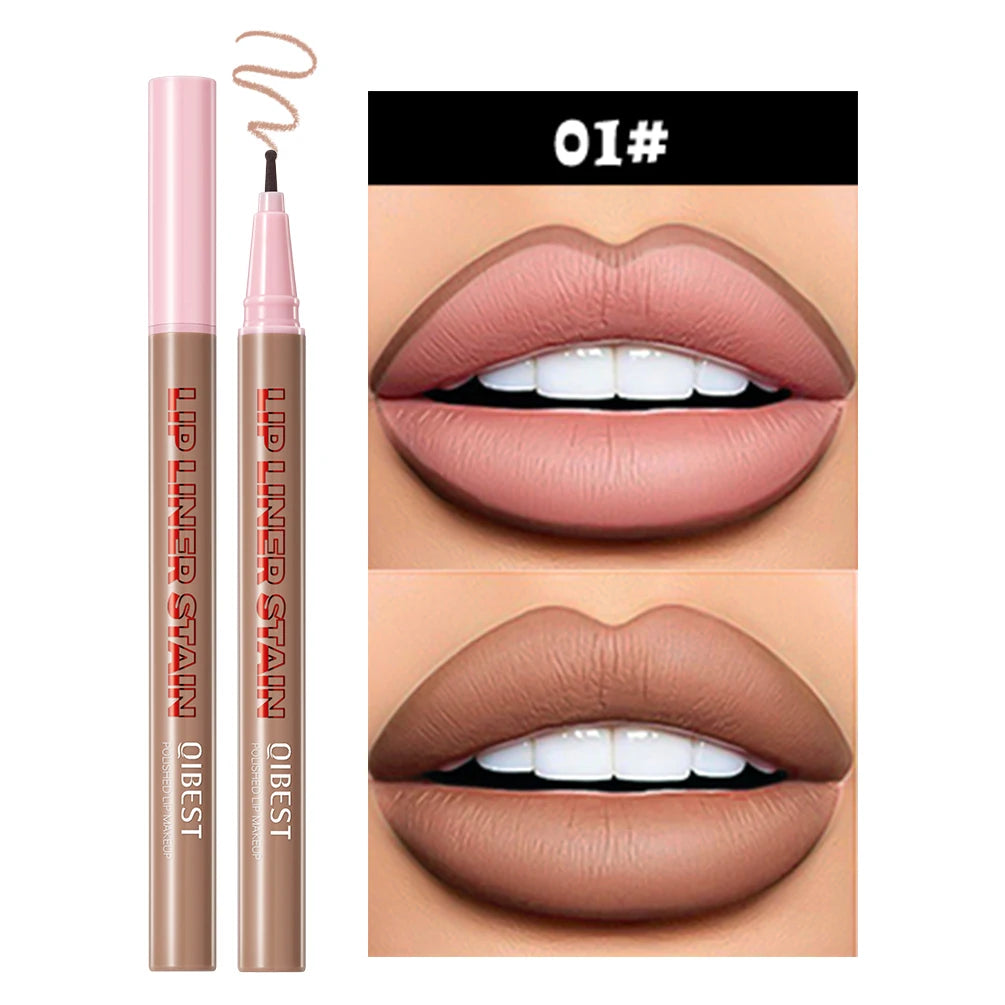 QIBEST Matte Liquid Lipliner Waterproof Lip Plumping Stain Natural Lip Liner Outline Lips Contour Pen Long Lasting Cosmetics Qme 01