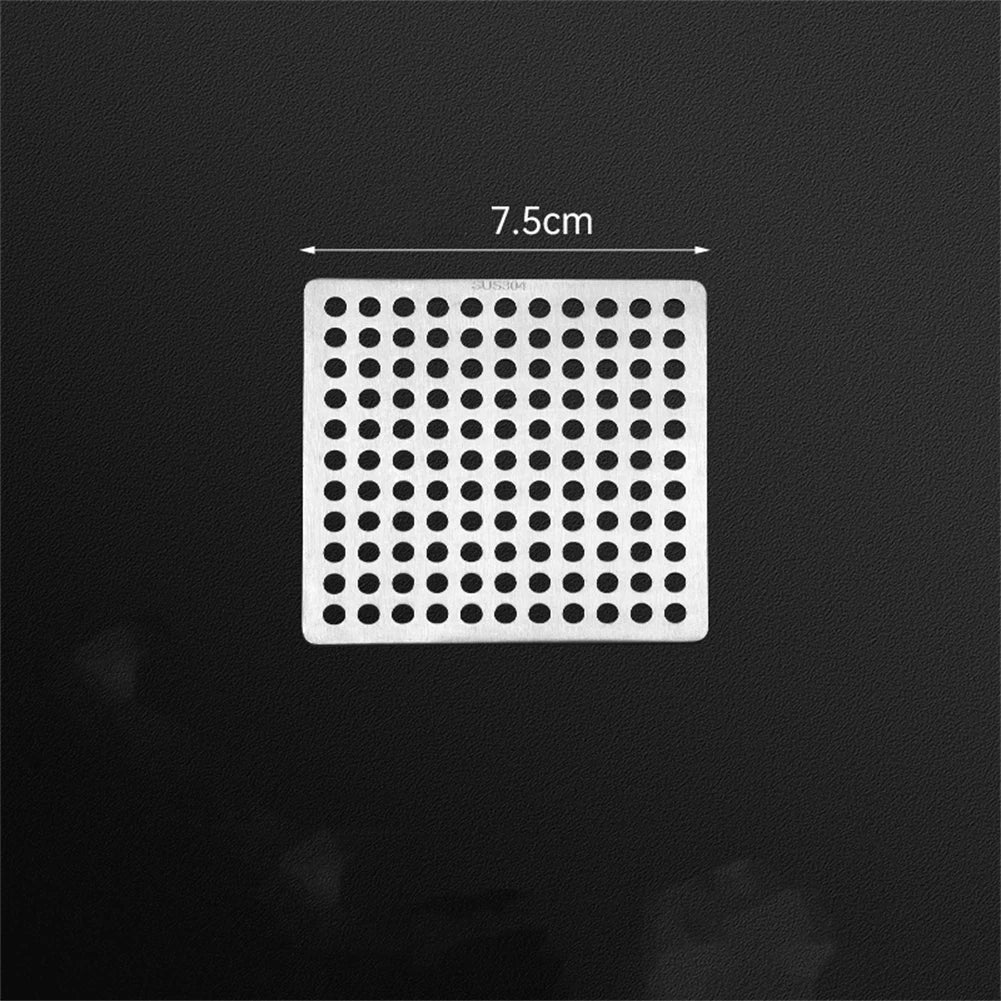 Square Drain Cover Stainless Steel Bathroom Shower Sink Strainer Drain Hair Filter Cover Bathroom Kitchen Sink Drain Protector Qme 7.5CM