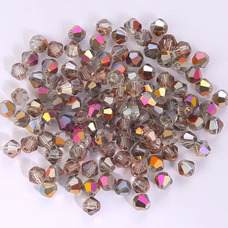 100Pcs 4MM Glass Beads Bicone Shaped Beads Faceted Crystal Beads for Jewelry Making Bracelet Necklace Earrings DIY Beading Qme 21 4MM-100PCS