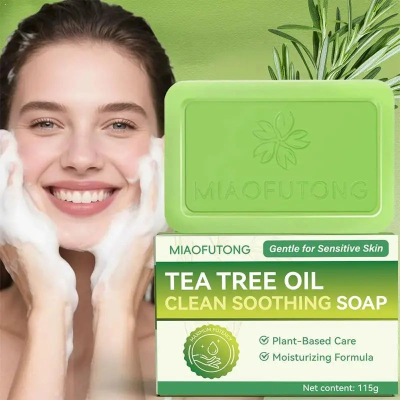 MIAOFUTONG Gentle For Sensitive Skin TEA TREE OILANTIFUNGAL SOAP Plant-Based Care Moisturizing FormulaG Lmproving Acne Qme