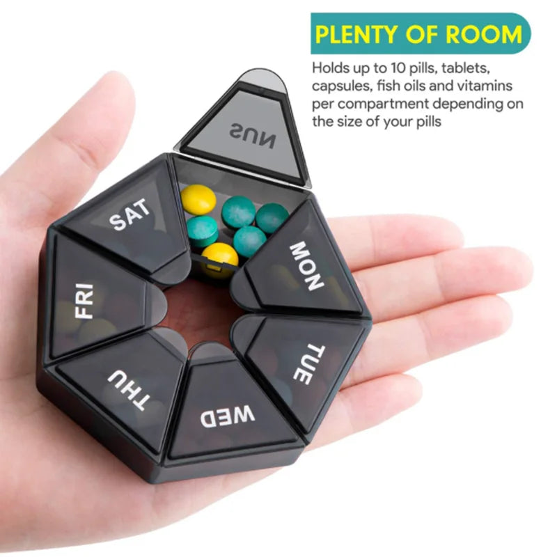 1Pcs Pill Case 7 Days Tablet Candy Pill Box Organizer Portable Storage Tablet Holder Travel Pill Organizer Pill Dispenser Qme