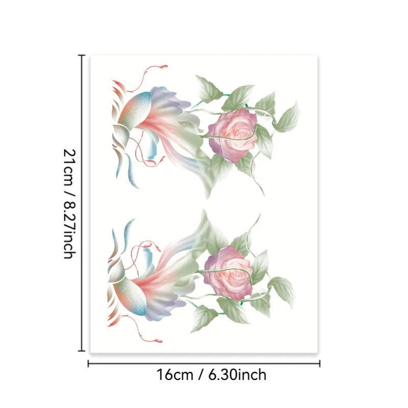 Sexy hip tattoo sticker with vibrant "Twin Bud Seduction" design. Realistic & waterproof, perfect for stylish body art or scar c Qme PT-1