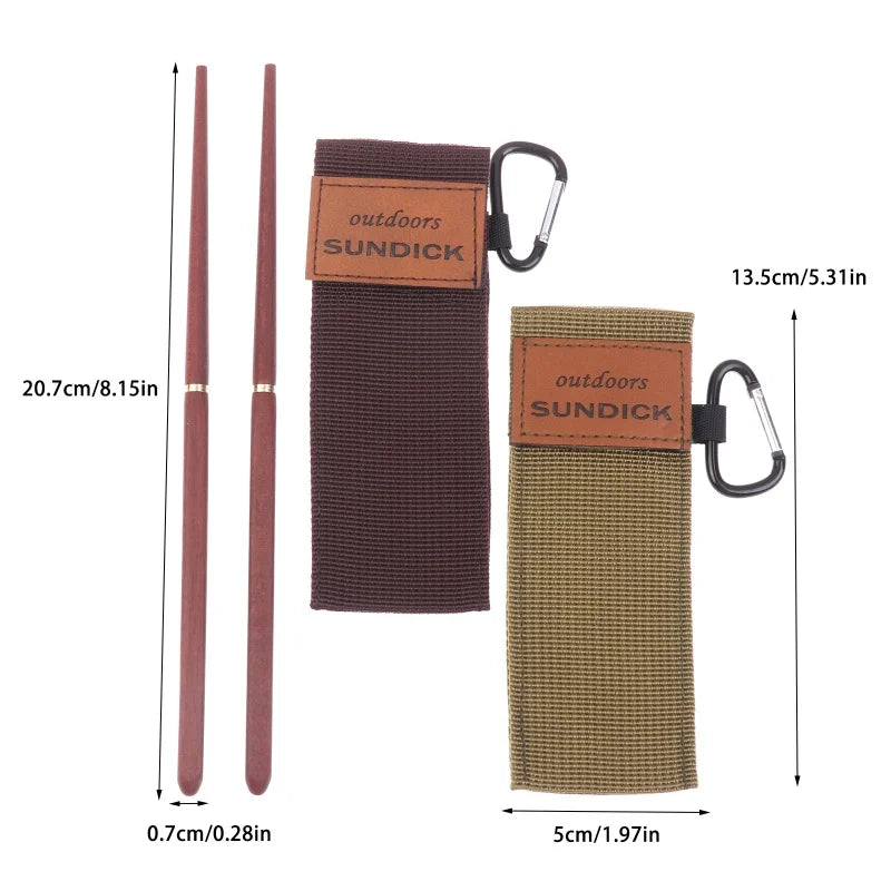 Mahogany Folding Chopsticks Outdoor Camping Picnic Travel Tableware Qme