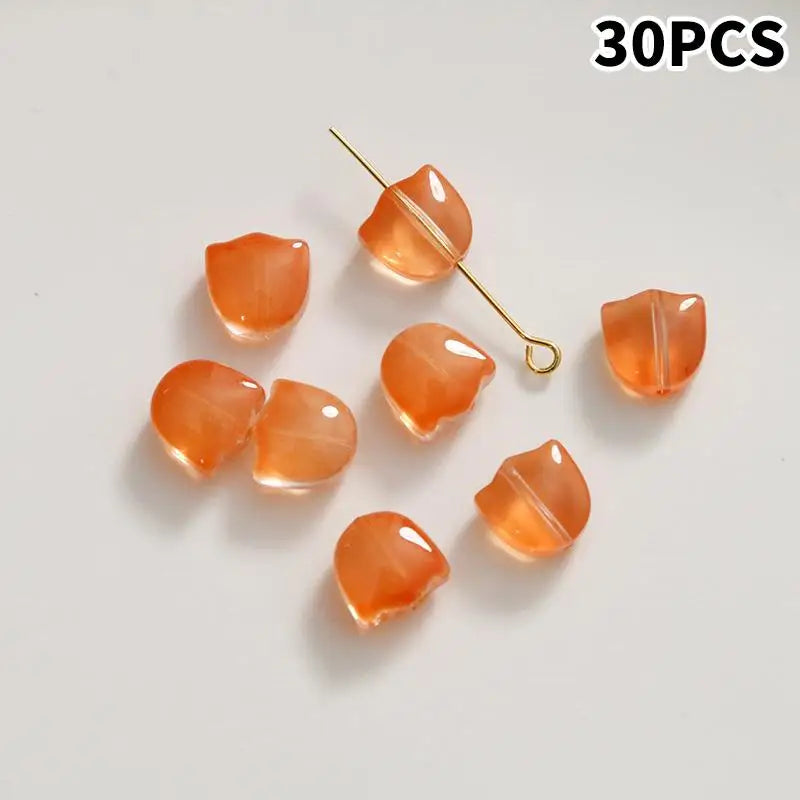 DIY Lampwork Beads 30Pcs Multicolor Glass Flower Beads for Jewelry Making Handmade Accessories Supplies Qme A5
