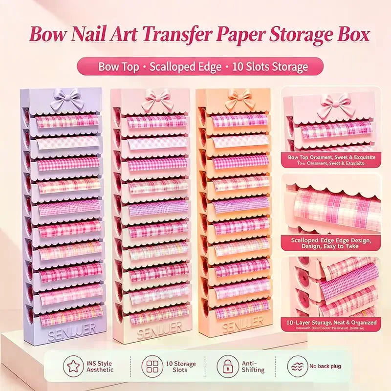 10-Compartment 3D Printing Nail Transfer Paper Storage Box Portable Qme
