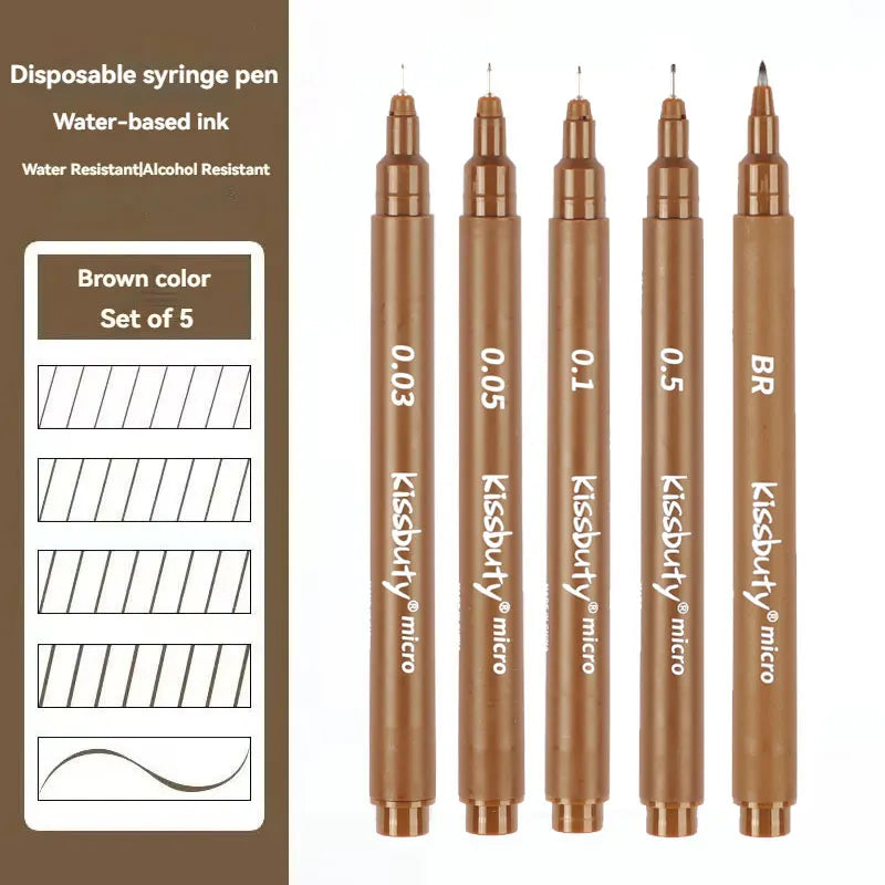 5Pcs Color Micro-Pen Fineliner Pens,High Quality Pigment Liner Multiliner Archival Ink Micro Fine Pen,for Sketching, Drawing Qme Brown-mix
