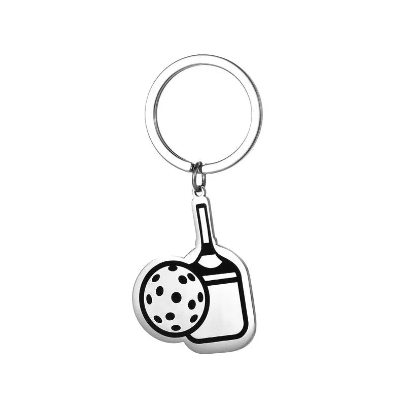Pickleball Racket Keychain Pendant Team Sports Player Fans Stainless Steel Jewelry Women Men Gifts Qme 01