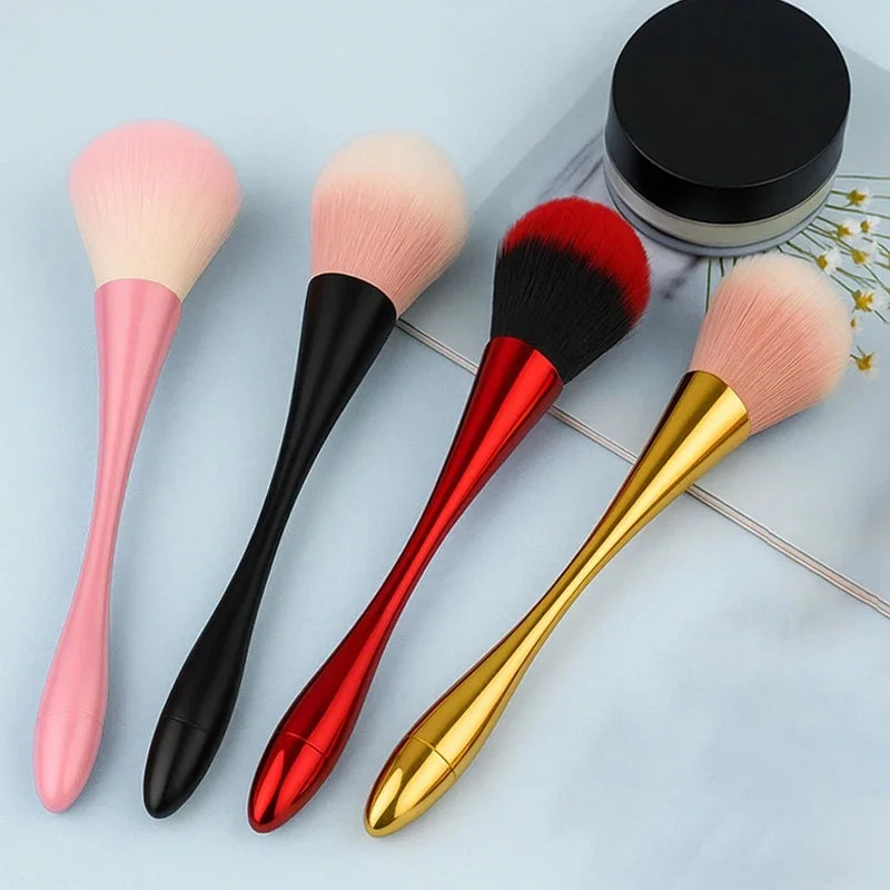 Large Fan Makeup Brush Soft Synthetic Fiber Bristles Hourglass Handle Qme