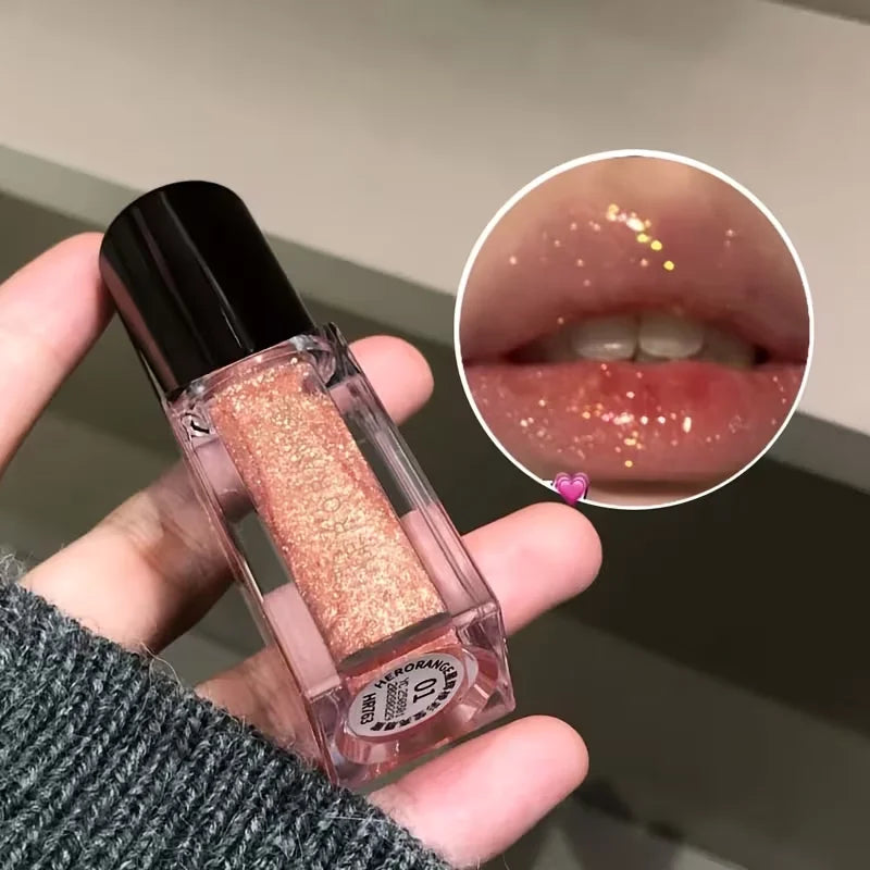 Shiny Glitter Lip Gloss Mirror Water Light Glaze Long Lasting Qme