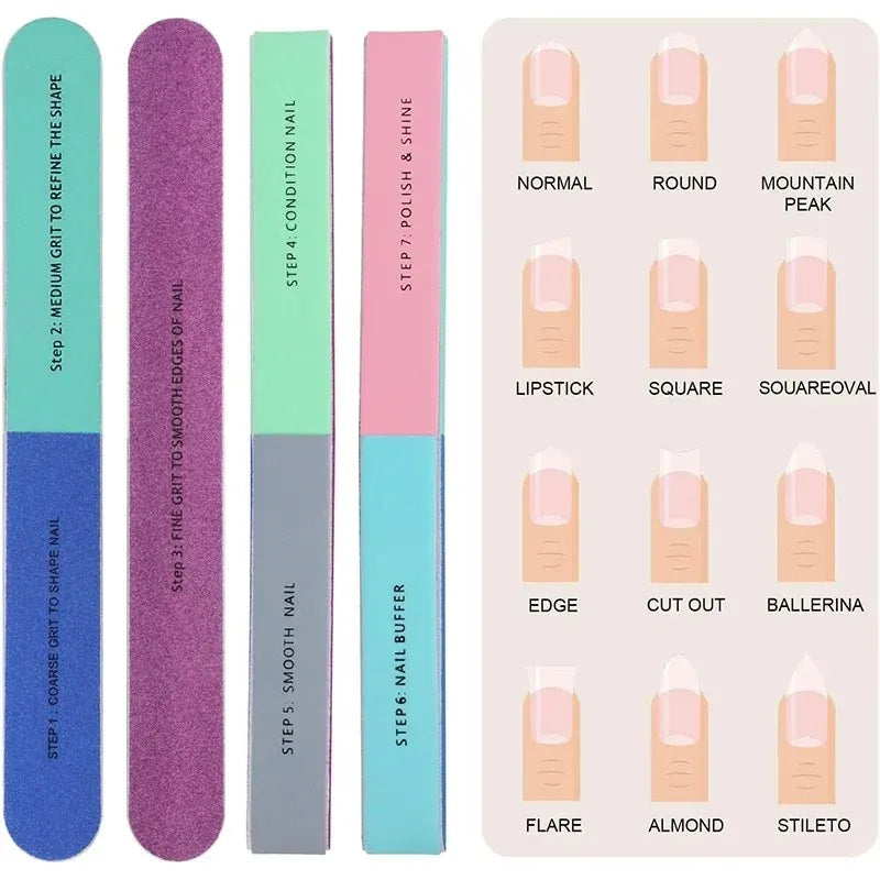 7 Sides Nail Buffers Files Professional Polisher For Nail Art Manicure Polishing Block Buffing Accessories Cream Tools Qme