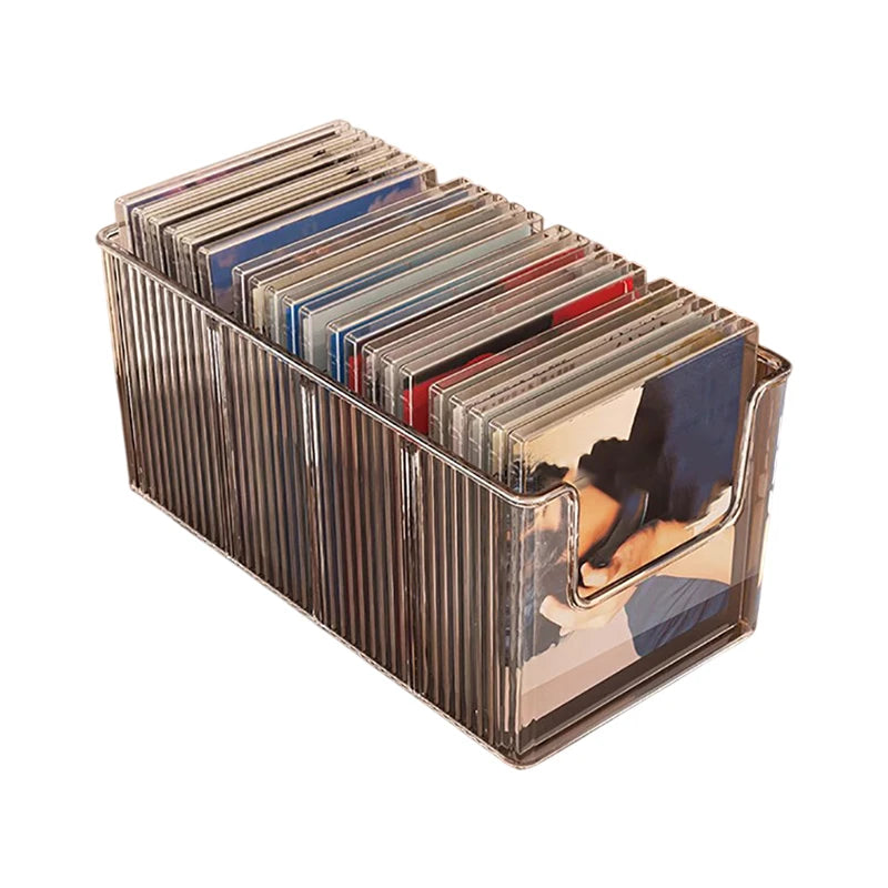 Album Storage Box CD Disc Rack Desktop Black Vinyl Record Magnetic Qme