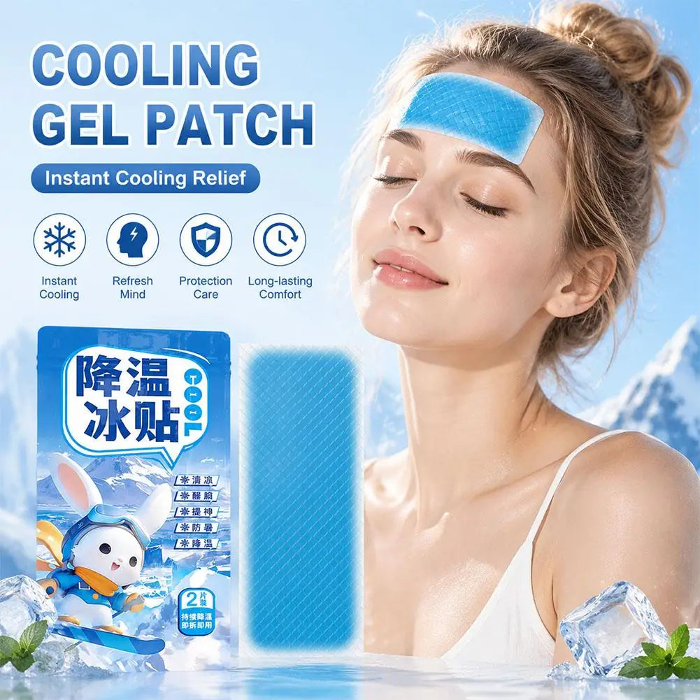 5 Pairs Forehead Fever Cool Pads Cooling Gel Patches Discomfort Qme