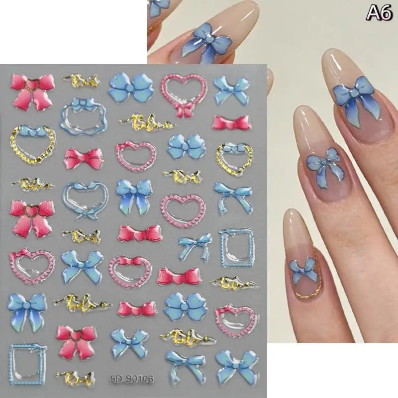 Blossom Floral Nail Stickers Bronzing 5D Spring Summer Petal Qme A6