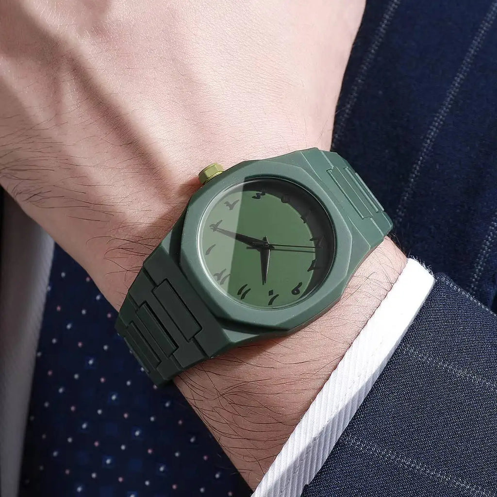 Moda pulseira de plástico relógios masculinos casual esportes relógio de quartzo para homens reloj hombre (sem caixa) Qme