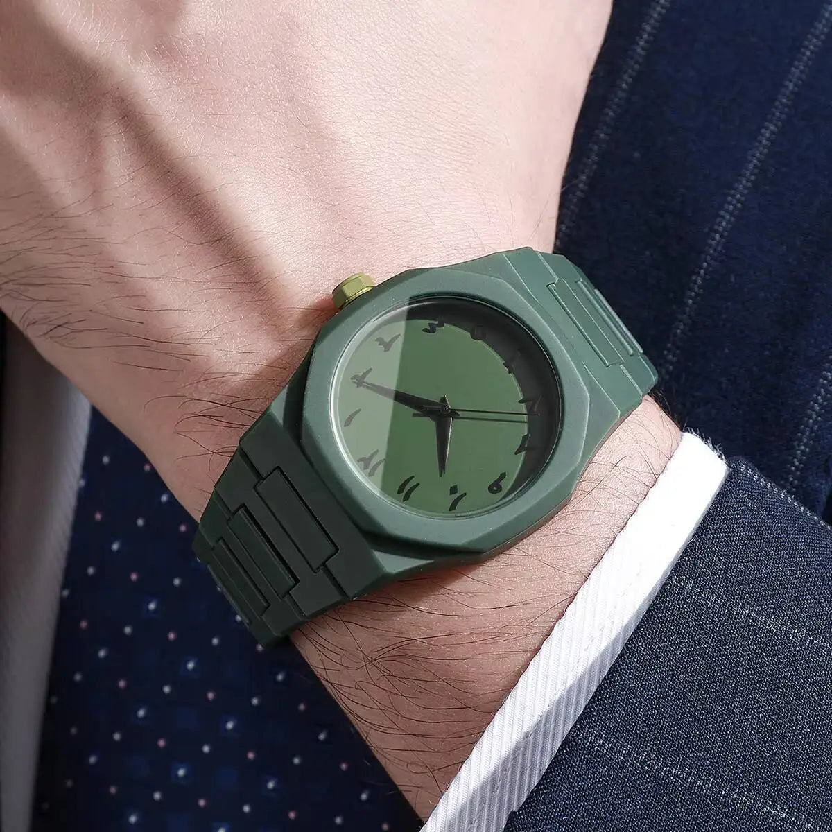 Moda pulseira de plástico relógios masculinos casual esportes relógio de quartzo para homens reloj hombre (sem caixa) Qme