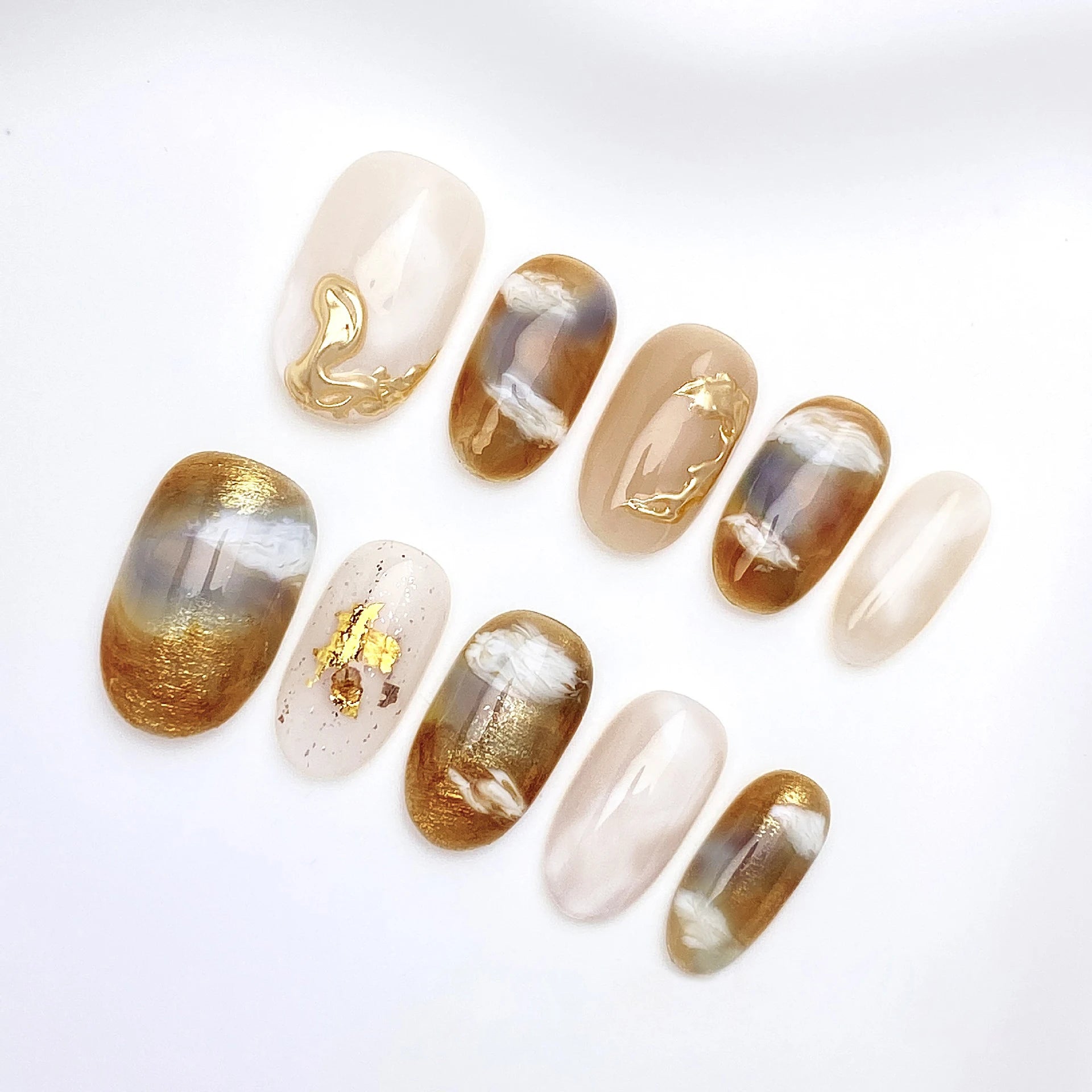 Fantasy Purple Pink Handmade Nails Tips Flower Short Oval False Nail Qme GJ-CDJ-ZB175-S