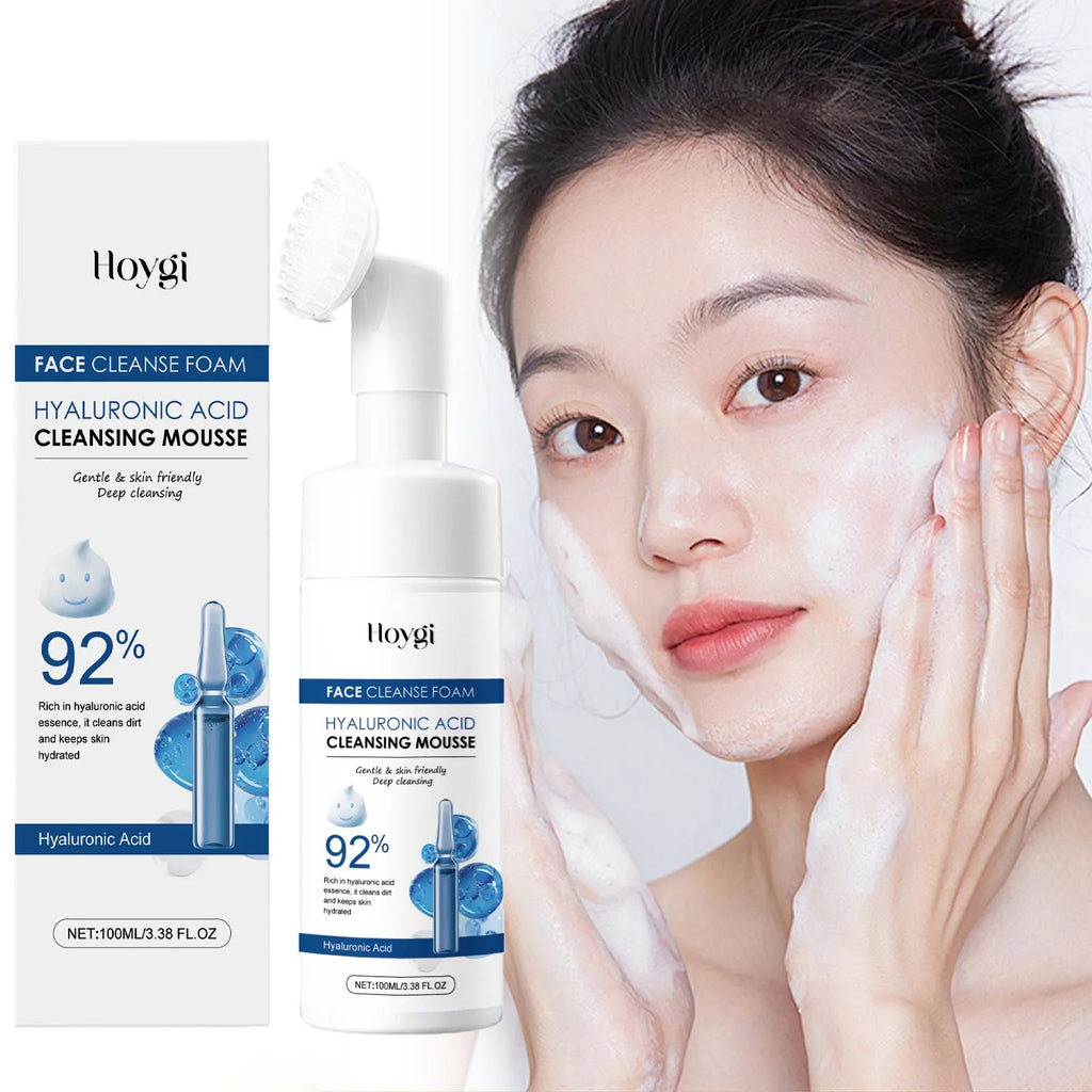 Hyaluronic Acid Cleansing Foam Gentle Moisturizing & Nourishing Oil Control Brightening Rejuvenation Face Wash Foam Face Cleanse Qme