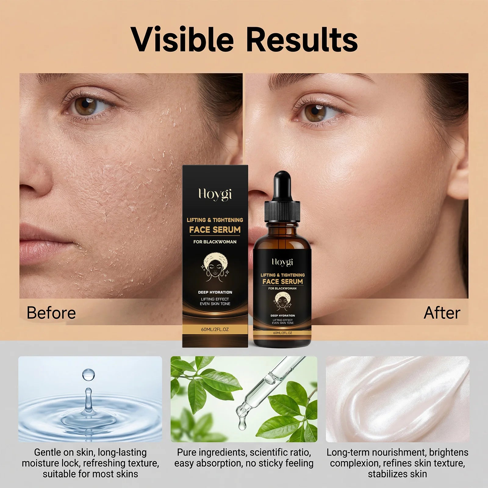 Lifting Tightening Face Serum Brightening Niacinamide & Hyaluronic Acid Collagen Hydrating Serum Daily Firming Skincare Moistur Qme