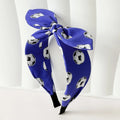Cute Football Headband Rabbit Ear Soccer Print Soccer Fan Hair Band Charming Design Funny Costume Bunny Knot Headband Qme Blue XXS