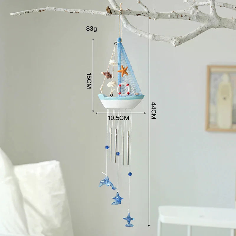 Mediterranean Style Creative Wind Chimes, Small Boats, Sailboat Decorations, Wooden Sailboat Models, And Hanging Ornaments Qme