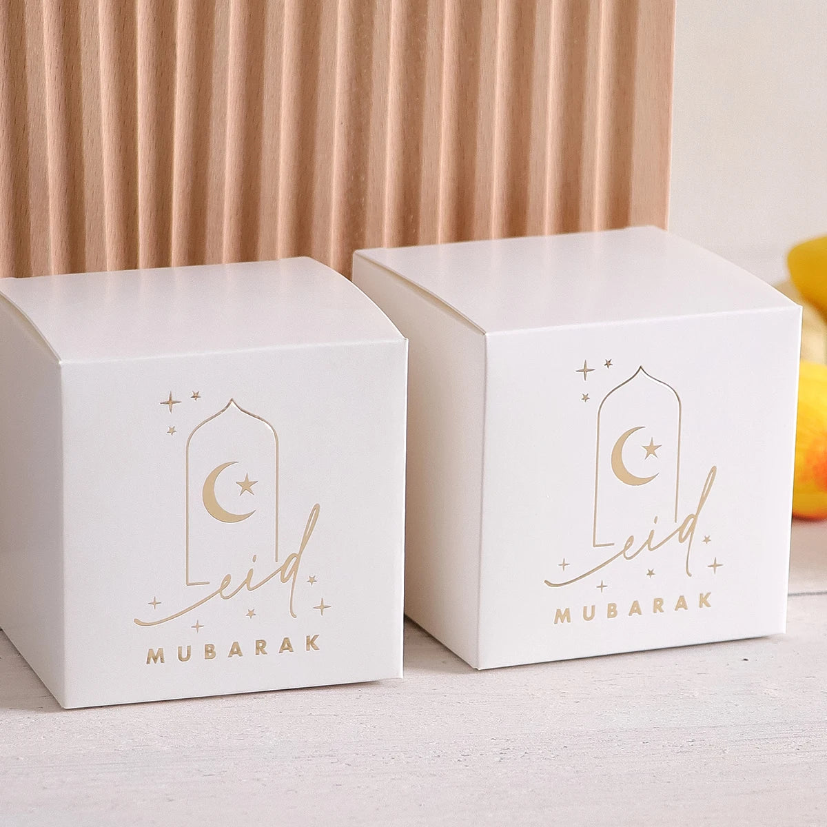 10Elegant Mini Gift Boxes in Classic White, Black and Green Colours with a Gold Crescent and Star Design, Perfect for Candies, C Qme White-10 Pcs Other Other