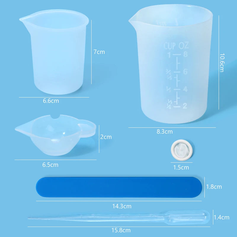 Epoxy Resin Tools Silicone Pad Measuring Cups Beaker Disposable Stirring Stick Rods Spoons Gloves For Jewelry Making Accessories Qme