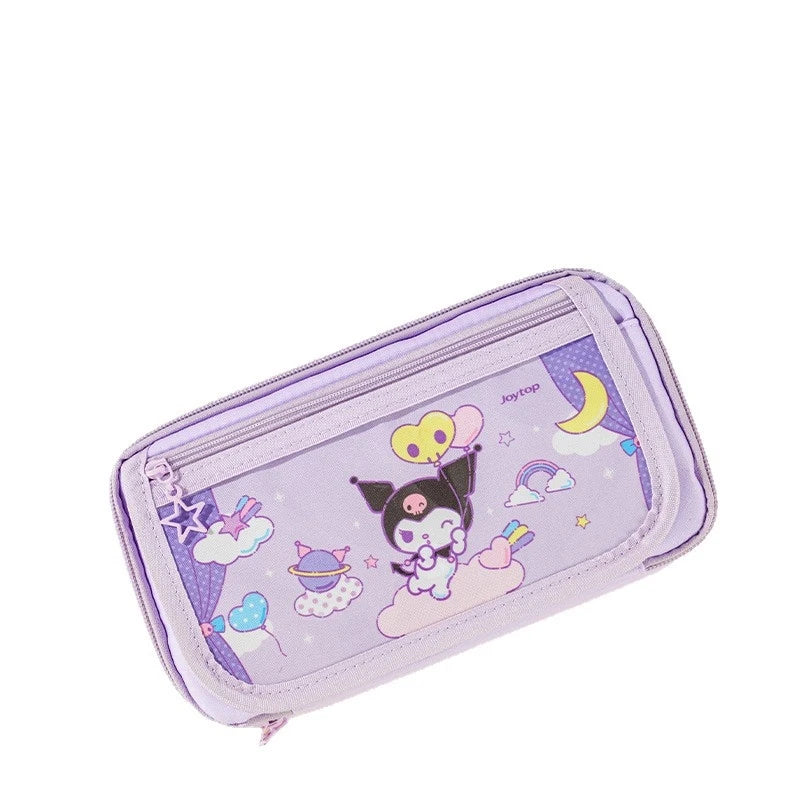 Hello Kitty Kuromi Multi-Layer Large-Capacity Pencil Case Stylish and Multifunctional Magnetic Clasp Pencil Case for Students Qme