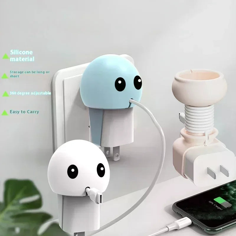 Cute Cartoon Silicone Charger Protector Portable Data Cable Winder Qme