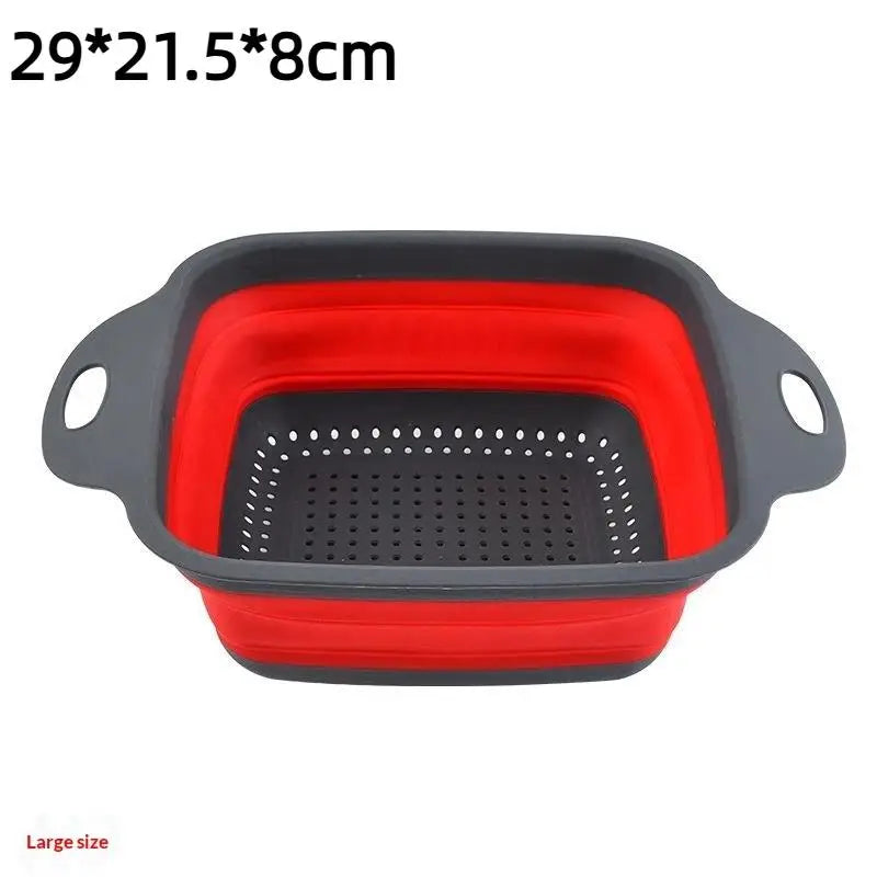 Silicone Folding Drainer Basket Fruit Vegetable Foldable Colander Qme A4